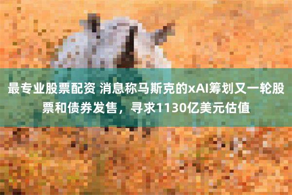 最专业股票配资 消息称马斯克的xAI筹划又一轮股票和债券发售，寻求1130亿美元估值