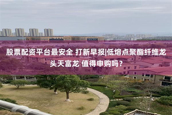 股票配资平台最安全 打新早报|低熔点聚酯纤维龙头天富龙 值得申购吗？
