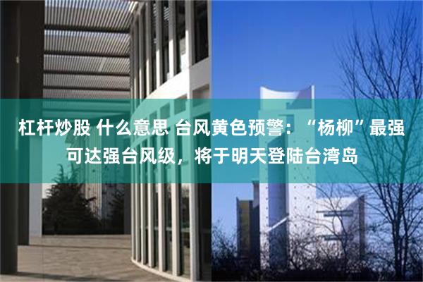 杠杆炒股 什么意思 台风黄色预警：“杨柳”最强可达强台风级，将于明天登陆台湾岛
