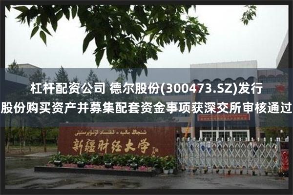 杠杆配资公司 德尔股份(300473.SZ)发行股份购买资产并募集配套资金事项获深交所审核通过