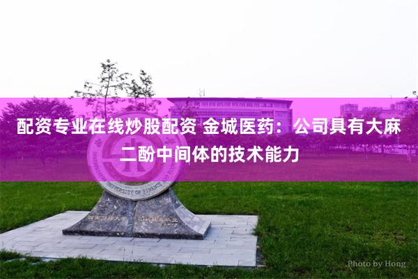 配资专业在线炒股配资 金城医药：公司具有大麻二酚中间体的技术能力