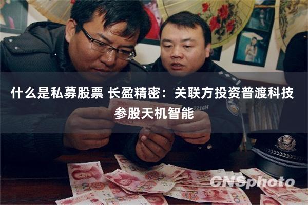 什么是私募股票 长盈精密：关联方投资普渡科技 参股天机智能