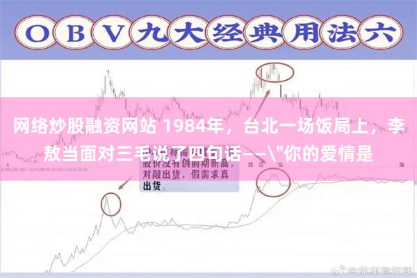 网络炒股融资网站 1984年，台北一场饭局上，李敖当面对三毛说了四句话——＂你的爱情是