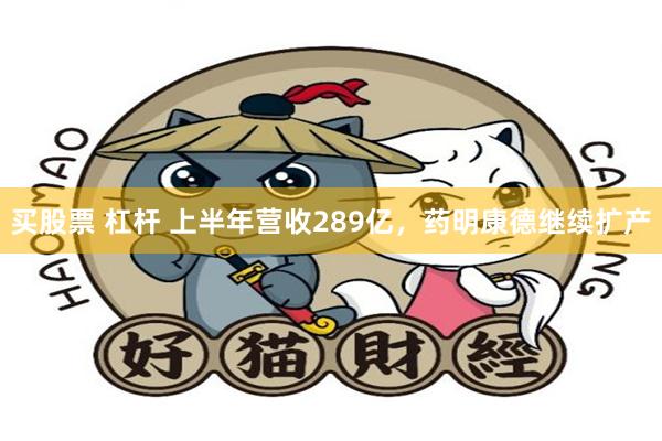 买股票 杠杆 上半年营收289亿，药明康德继续扩产