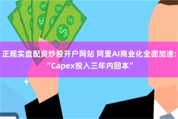 正规实盘配资炒股开户网站 阿里AI商业化全面加速:“Capex投入三年内回本”