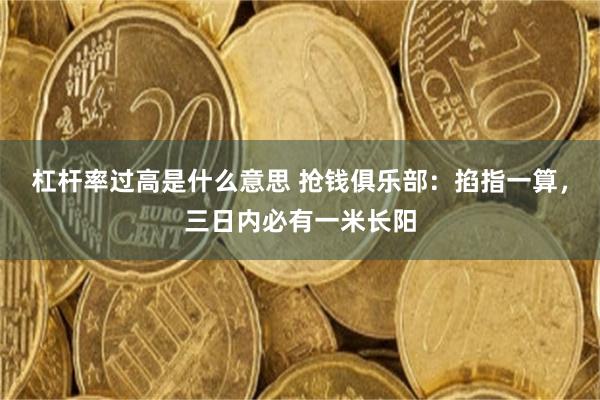 杠杆率过高是什么意思 抢钱俱乐部：掐指一算，三日内必有一米长阳