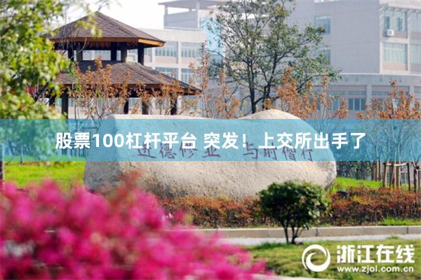 股票100杠杆平台 突发！上交所出手了