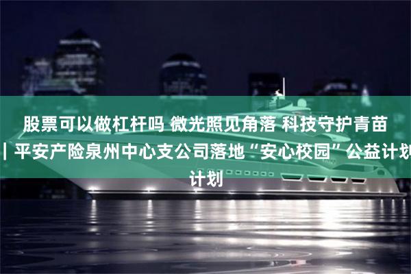 股票可以做杠杆吗 微光照见角落 科技守护青苗｜平安产险泉州中心支公司落地“安心校园”公益计划